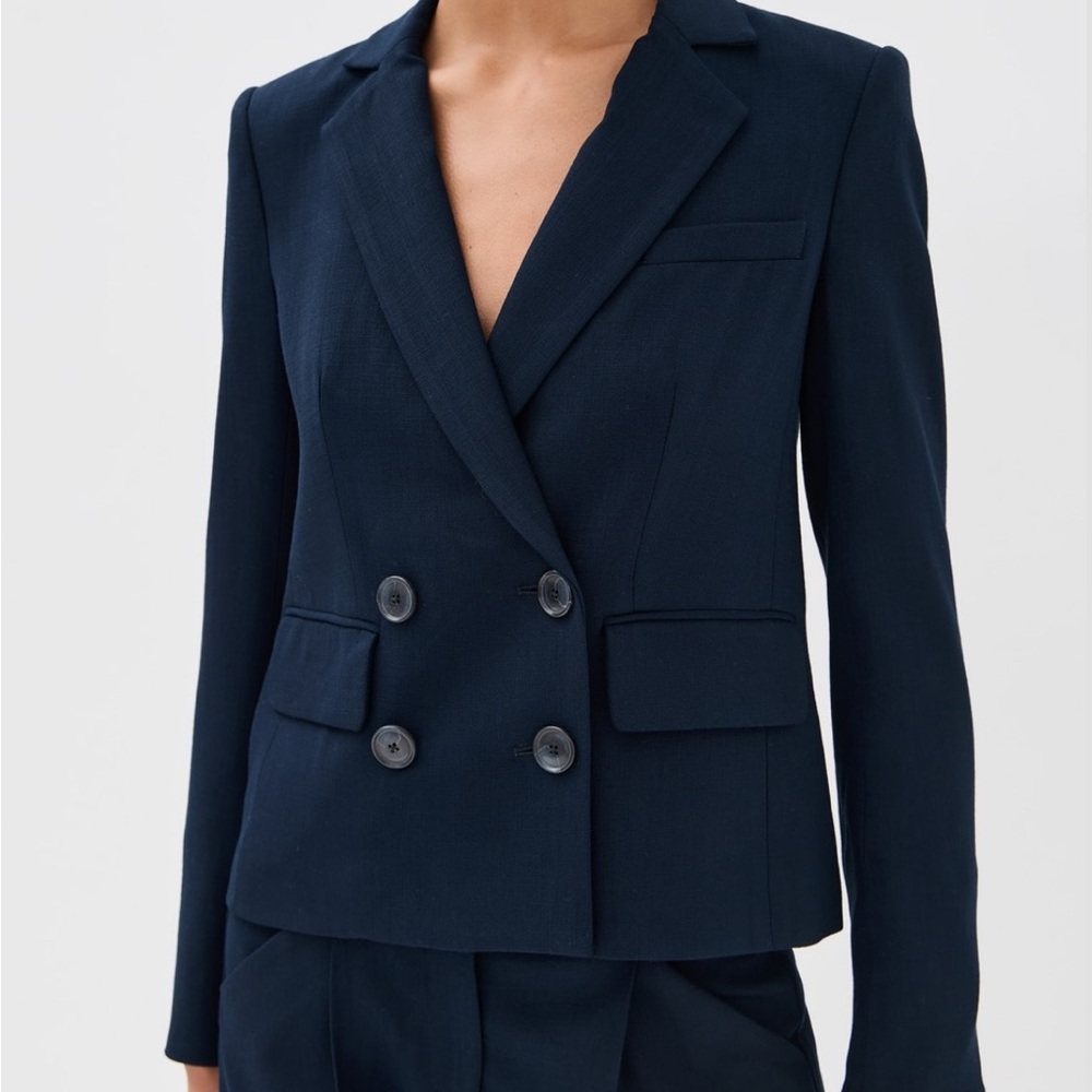 Veronica Beard Double-Breasted Navy Blazer